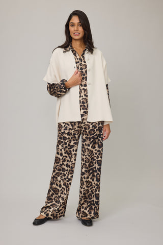 Pistache Satin Pant in Leopard