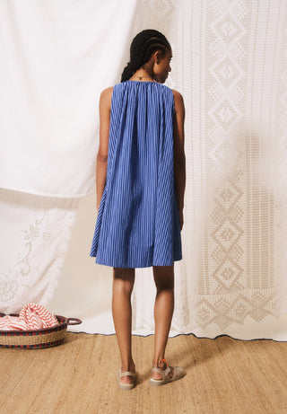 FRNCH Angela Electric Blue Striped Swing Dress