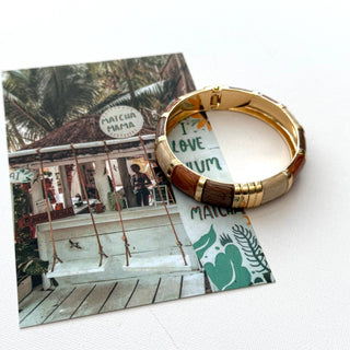 Camel & Cream Mix Enamel Hinged Cuff