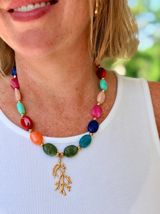 Coral Glass Bead Necklaces