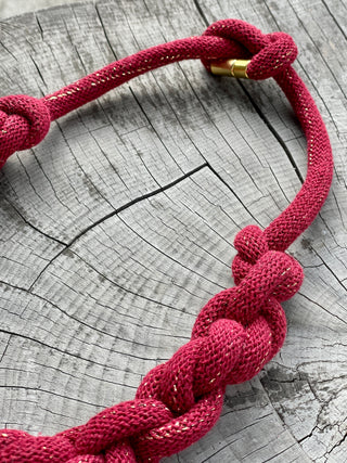 Mabel Knot Necklace in Burgundy & Gold