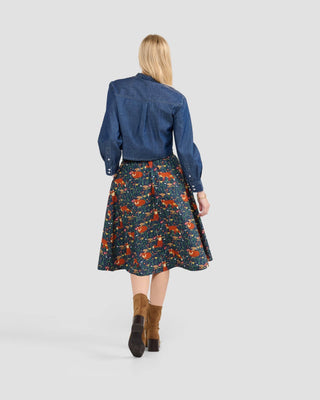 Poplin & Co. Forest Fox Midi Skirt
