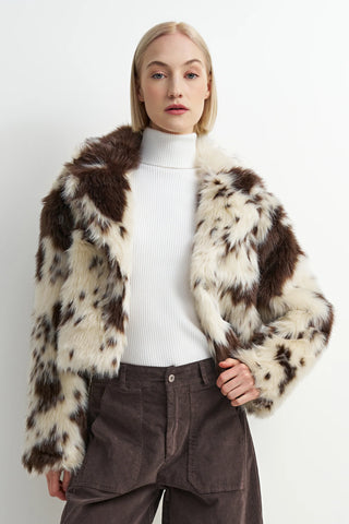 Astrid Faux Fur Brown & White Bomber