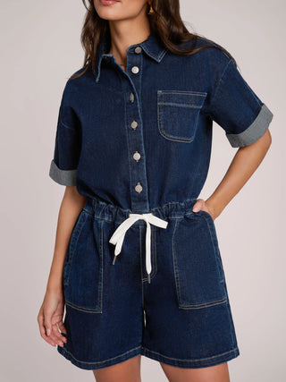 Yoga Denim Botanical (Dark) Blue Romper