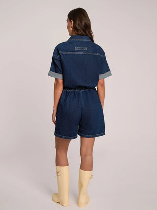 Yoga Denim Botanical (Dark) Blue Romper