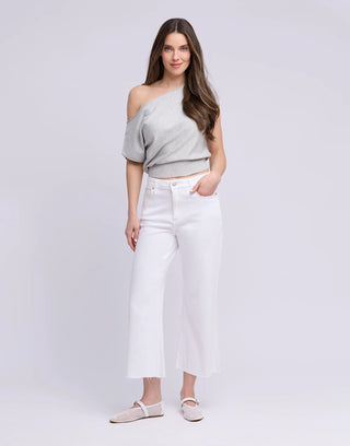 Yoga Denim Oprah White Wide Crop Jean