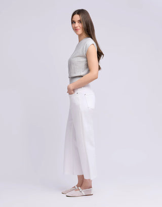Yoga Denim Oprah White Wide Crop Jean