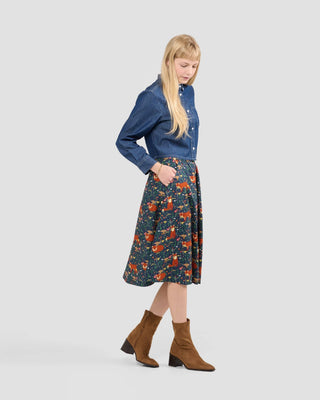 Poplin & Co. Forest Fox Midi Skirt