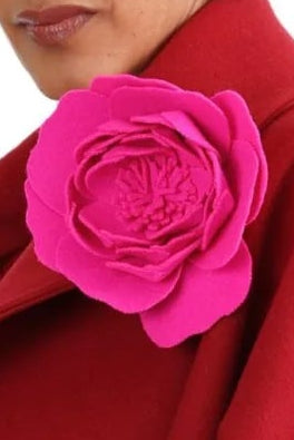 Ste. Marg Scot Large Peony Brooch in Power Pink