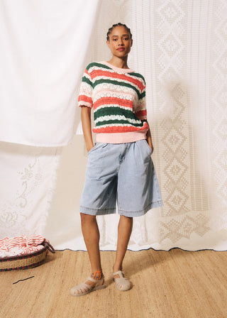 FRNCH Gelsomina Crochet Knit Tee