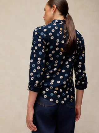 White Stuff Annie Jersey Shirt in Navy Print