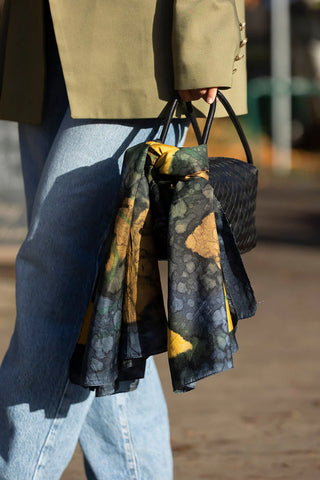 Risa Gold Fish Silk Scarf