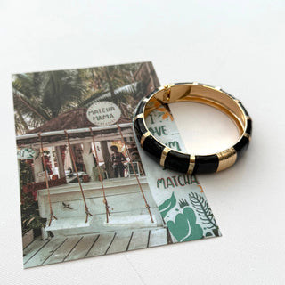Black Enamel Hinged Cuff
