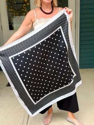 Lyla + Luxe Black and White Square Silky Scarf