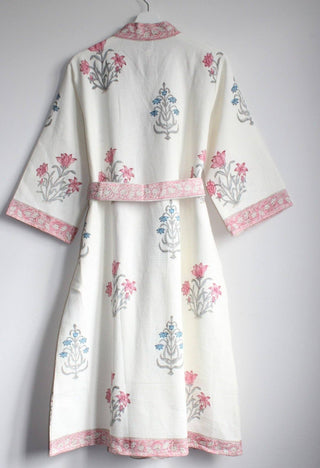 Aakriti Hand Printed Waffle Robe in Pink