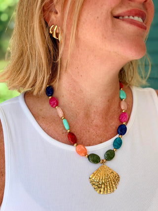 Shell Glass Bead Necklace