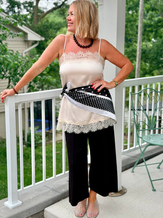 Lyla + Luxe Black and White Square Silky Scarf
