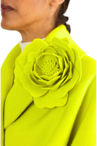 Ste. Marg Scot Large Peony Brooch in Perfect Chartreuse