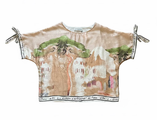 Take me to Italy Champagne Amalfi Tie-Sleeve Top