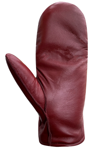 Auclair Kiva Leather Finger Mitten in Cranberry
