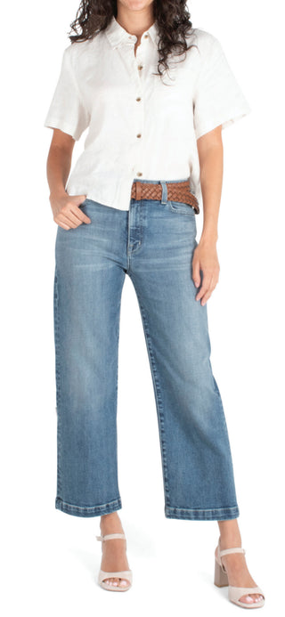 Fidelity Hyacinth Wide Crop Jean in Delfi Blue