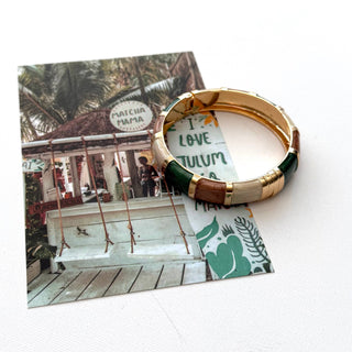 Green & Earthy Mix Enamel Hinged Cuff