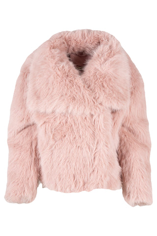 Astrid Faux Fur Bomber Jacket in Pink
