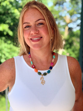 Coral Glass Bead Necklaces