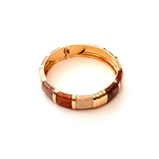 Camel & Cream Mix Enamel Hinged Cuff