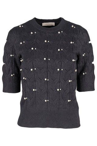 Astrid Pearl & Cableknit Pullover