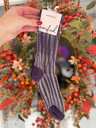 Unified Sheer Bubbles Socks in Plum
