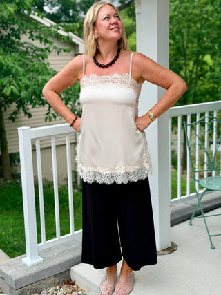 Lyla + Luxe Lace Cami Top in Champagne