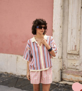 FRNCH Missy Crochet Polo Top