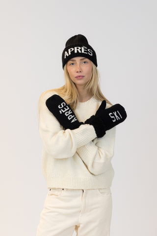 Lyla + Luxe Apres Black Ski Beanie & Mitten Set