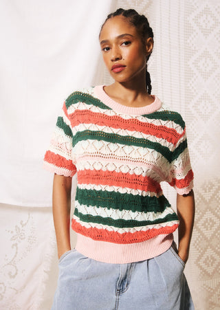 FRNCH Gelsomina Crochet Knit Tee