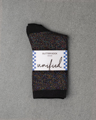 Unified Glitter Socks in Black Disco