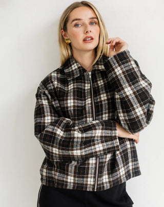 Brunette The Label Lightly Quilted Plaid Jacket