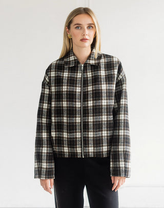 Brunette The Label Lightly Quilted Plaid Jacket