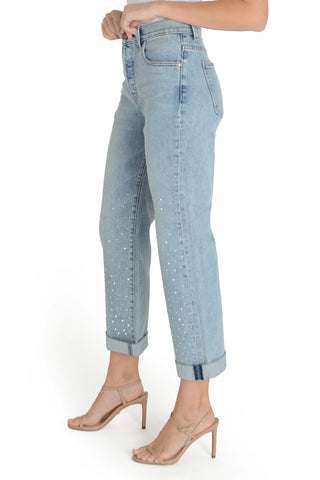 Cali Vintage Blue Jeans with Crystals