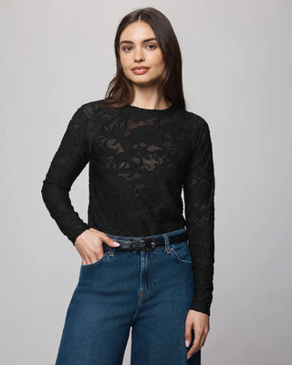 Splendid Cecelia Floral Long Sleeve Tee in Black