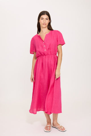 Pistache Linen Garden Shirt Dress