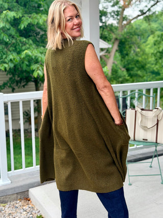 Echo Verde Duster Vest in Loden Green
