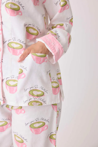 PJ Salvage Flannel PJ Set: Love U So Matcha!