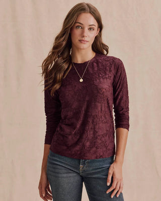 Splendid Cecelia Floral Long Sleeve Tee in Merlot