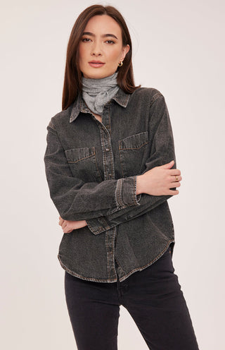 Gentle Fawn Griffin Black Washed Denim Snap-Front Shirt