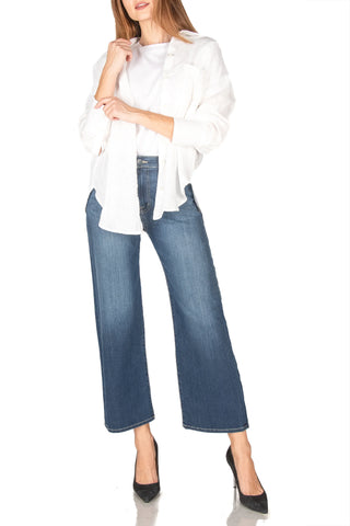 Fidelity Hyacinth Crop Mid-Wide Jean in Epic Blue