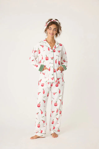 PJ Salvage Flannel PJ Set: Cranberries & Cocktails