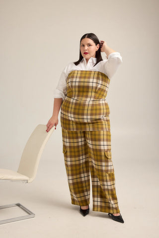 Hilary MacMillan Olive Oil Plaid Cargo Pant
