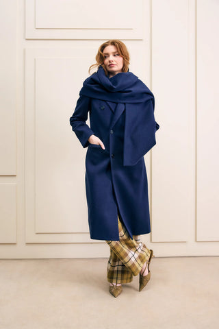 Hilary MacMillan Navy Peacoat with Scarf