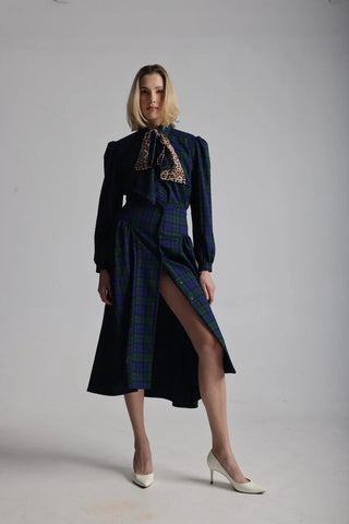 Lele de Baltzac Zoe Navy Tartan Blouse